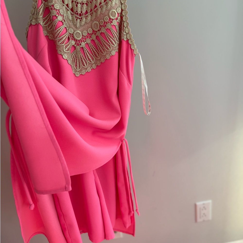 Lilly Pulitzer Pink Dress with Gold Crochet Detail - Picture 6 of 7